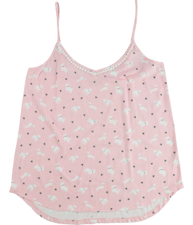 P.J. Salvage Womens Dogs & Hearts Lace Trim Pajama Sleep Cami Tank Top