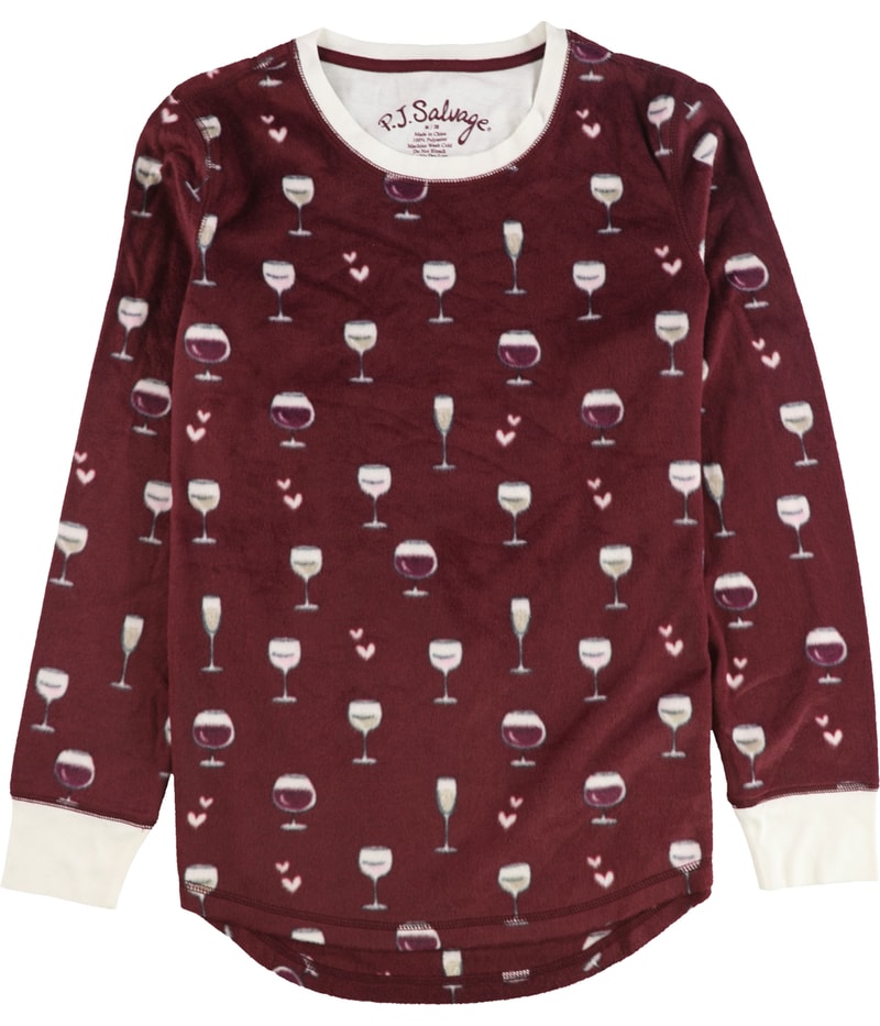 P.J. Salvage Womens Fuzzy Wine Pajama Sweater