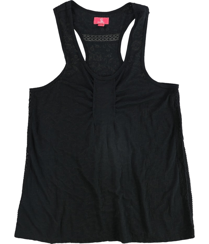Poppy Womens Semi-Sheer Floral Racerback Tank Top