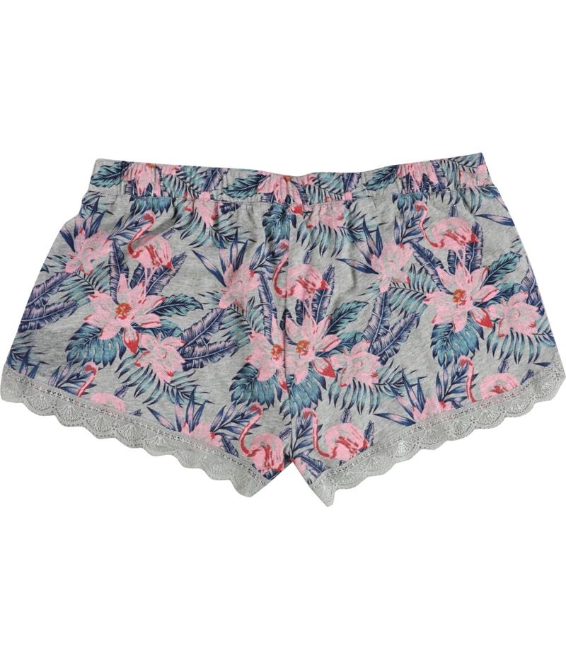 Cozy Zoe Womens Flowers And Flamingos Pajama Shorts, view 2