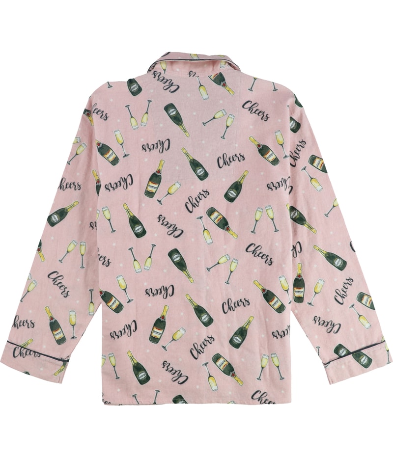 P.J. Salvage Womens Cheers Button Down Pajama Tops in Pink, image 2 of 2