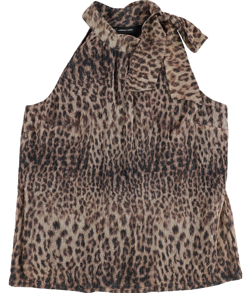 I.N.C Womens Animal-Print Halter Tank Top