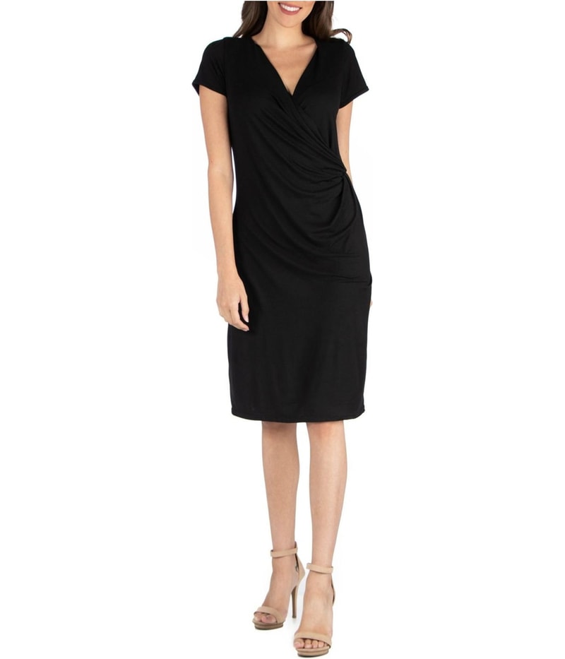 24seven Womens Faux Wrap Midi Dress