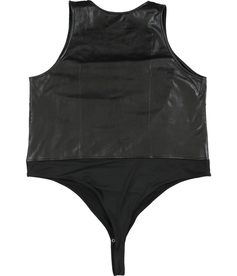 Nina Parker Womens Faux Leather Bodysuit