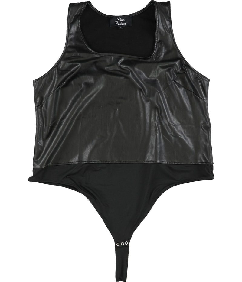 Nina Parker Womens Faux Leather Bodysuit