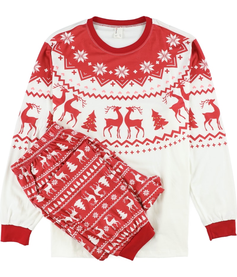 PatPat Mens Reindeer and Snowflake Print Pajama Set