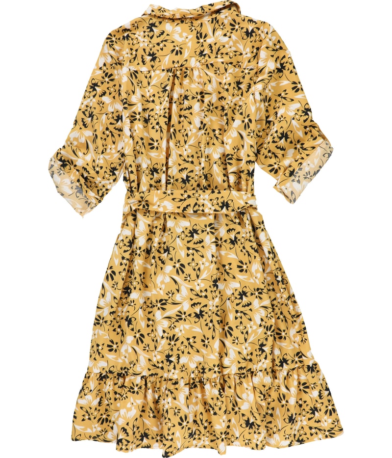 NY Collection Womens Belted Shirt Dress Midi Dress