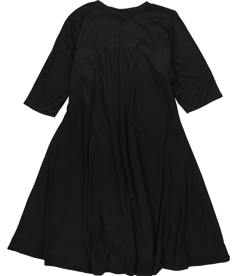 24seven Womens Solid Elbow Sleeve Pocket A-line Dress