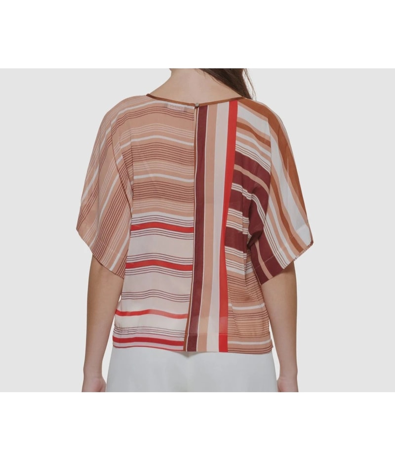 DKNY Womens Boxy Striped Shell Blouse