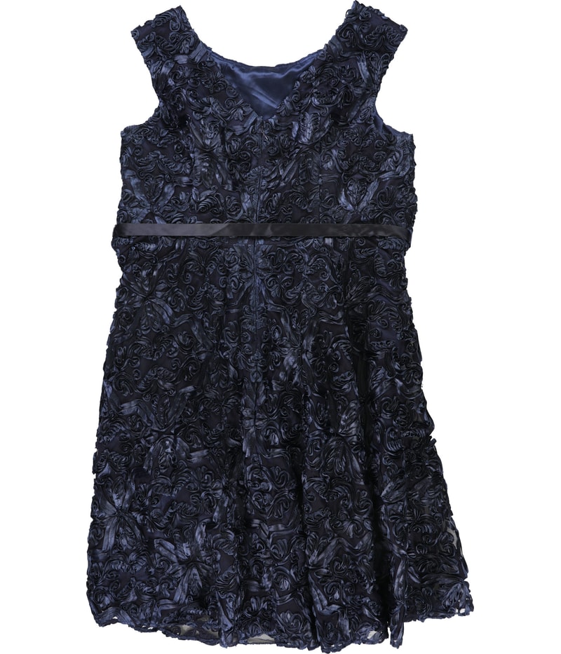 Alex Evenings Womens Belted Embroidered Cocktail Dress