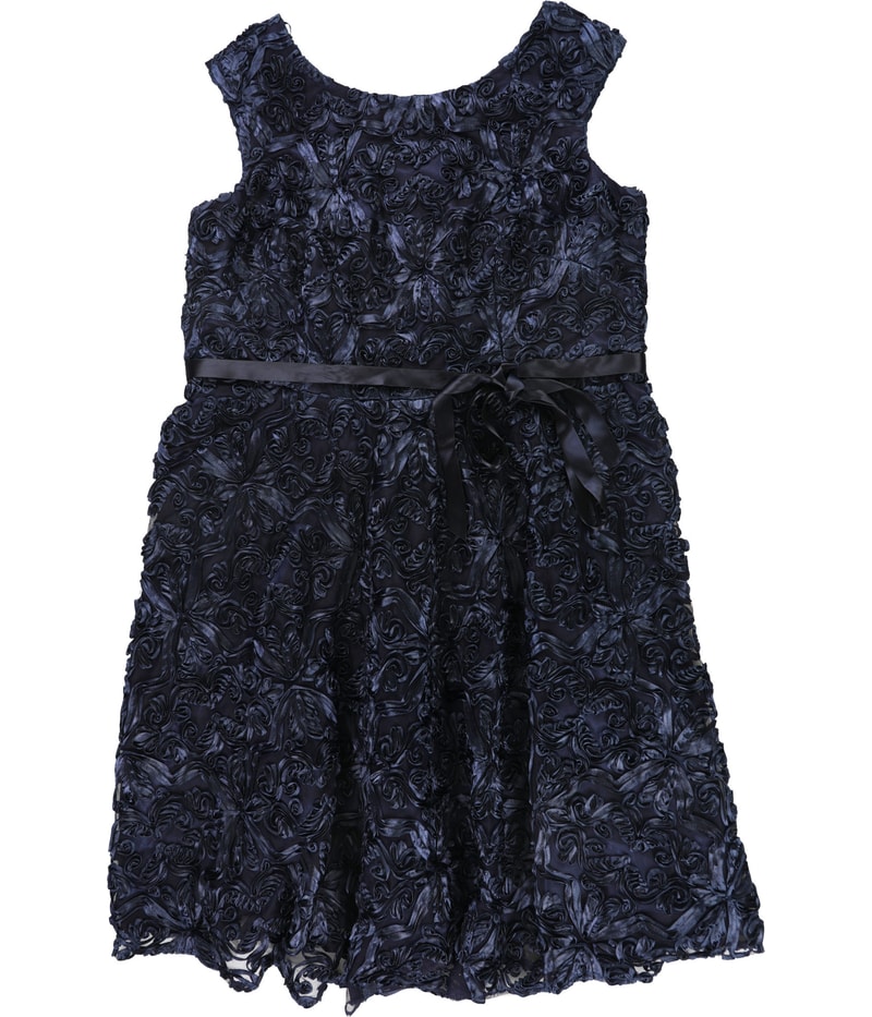 Alex Evenings Womens Belted Embroidered Cocktail Dress
