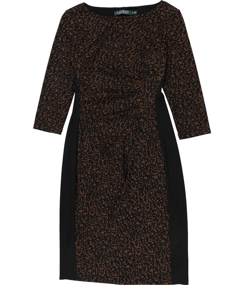 Ralph Lauren Womens Ruched Leopard Sheath Bodycon Dress