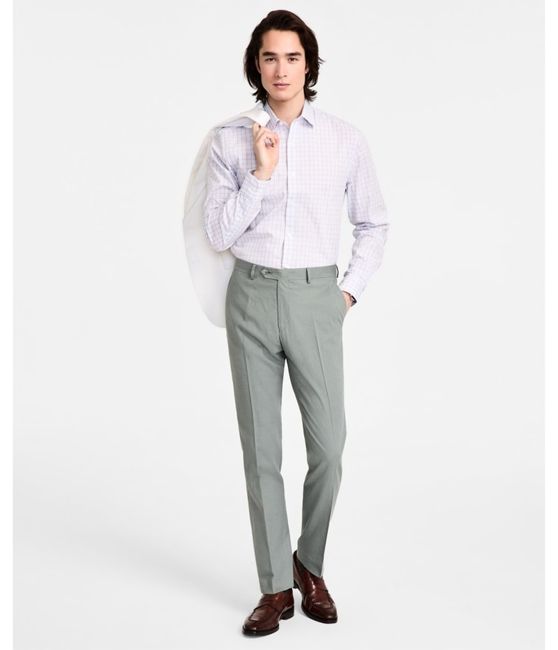 Tommy Hilfiger Mens Modern-Linen Fit Straight Leg Slim Dress Pants