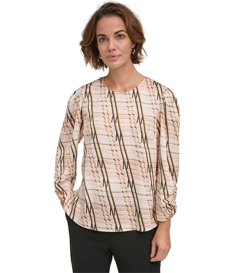DKNY Womens Patterned Tunic Blouse