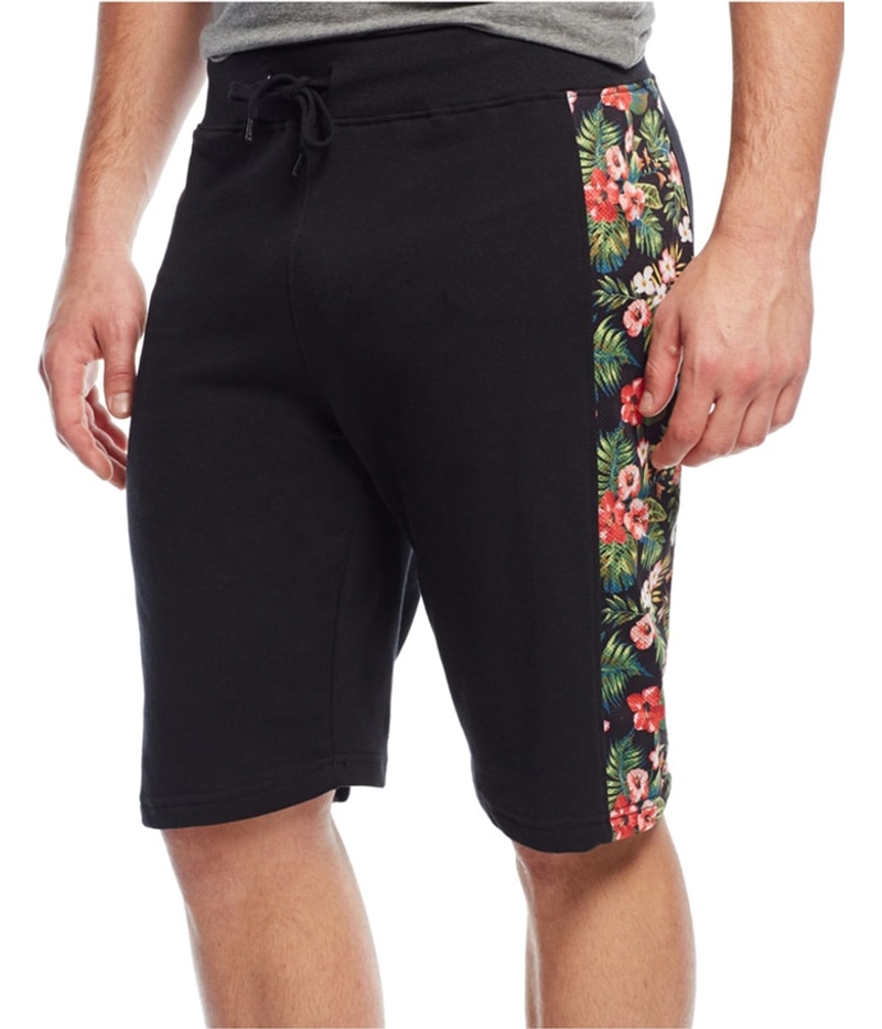 Univibe Mens Floral Mesh panel Athletic Sweat Shorts