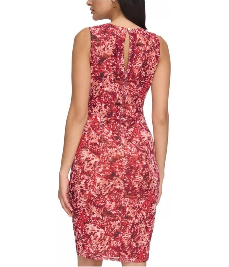 Vince Camuto Womens Printed Mesh Bodycon Dress