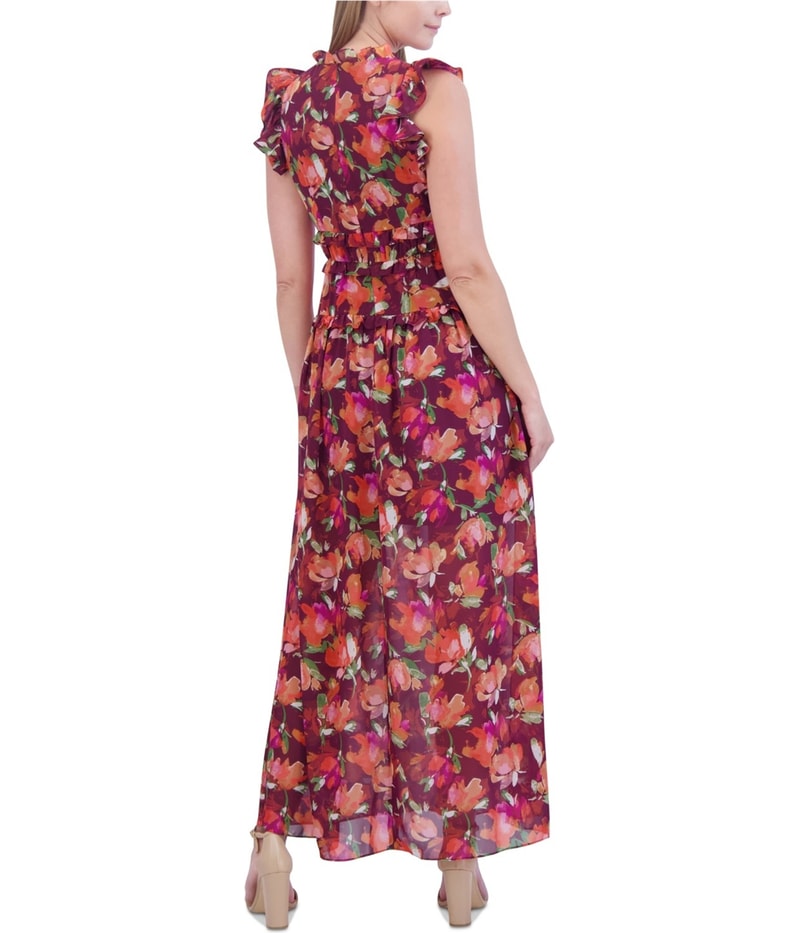 Vince Camuto Womens Ruffled Chiffon Maxi Dress