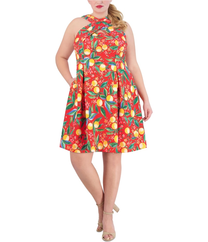 Vince Camuto Womens Pleated Mini Fit & Flare Dress