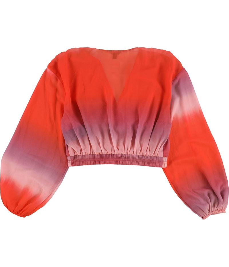 GUESS Womens Faux-Wrap Crop Top Blouse