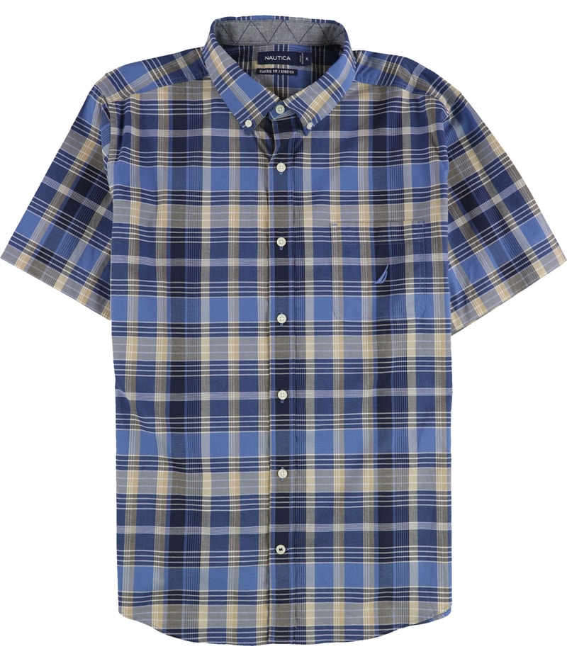Nautica Mens Plaid Button Up Shirt