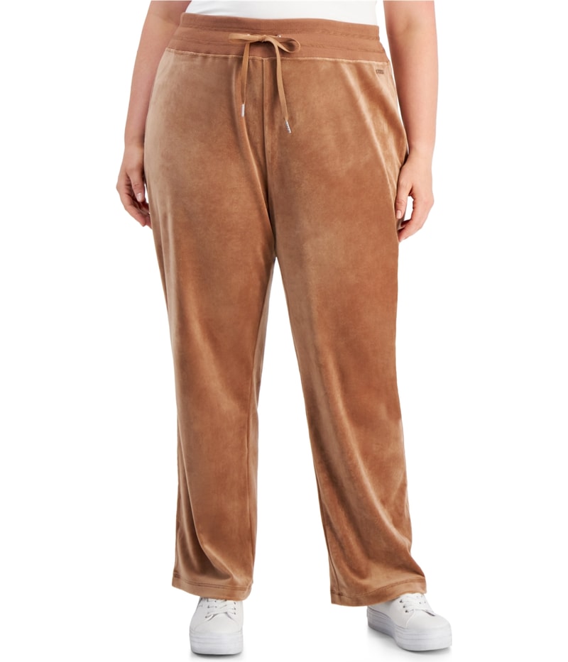 Calvin Klein Womens Solid Wide Leg Tapered Relaxed Sweatpants Athletic Pants