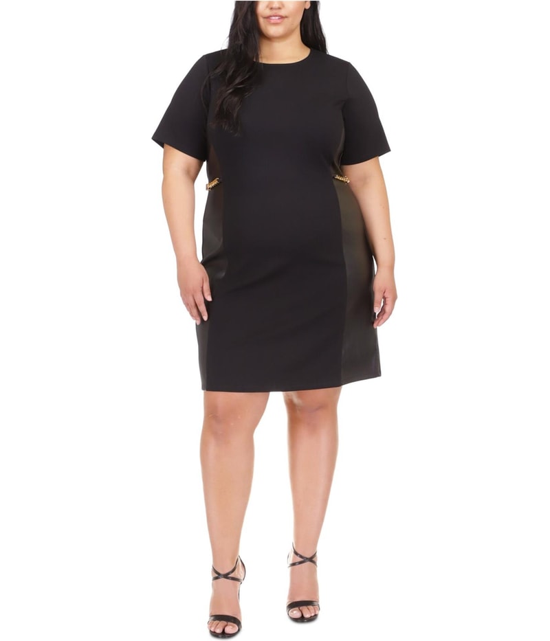 Michael Kors Womens Leather Chain Shift Dress