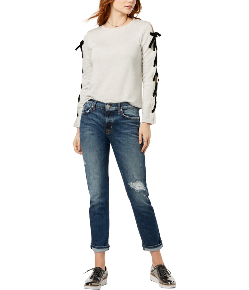 Hudson Womens Riley Ripped Regular Straight Leg Jeans