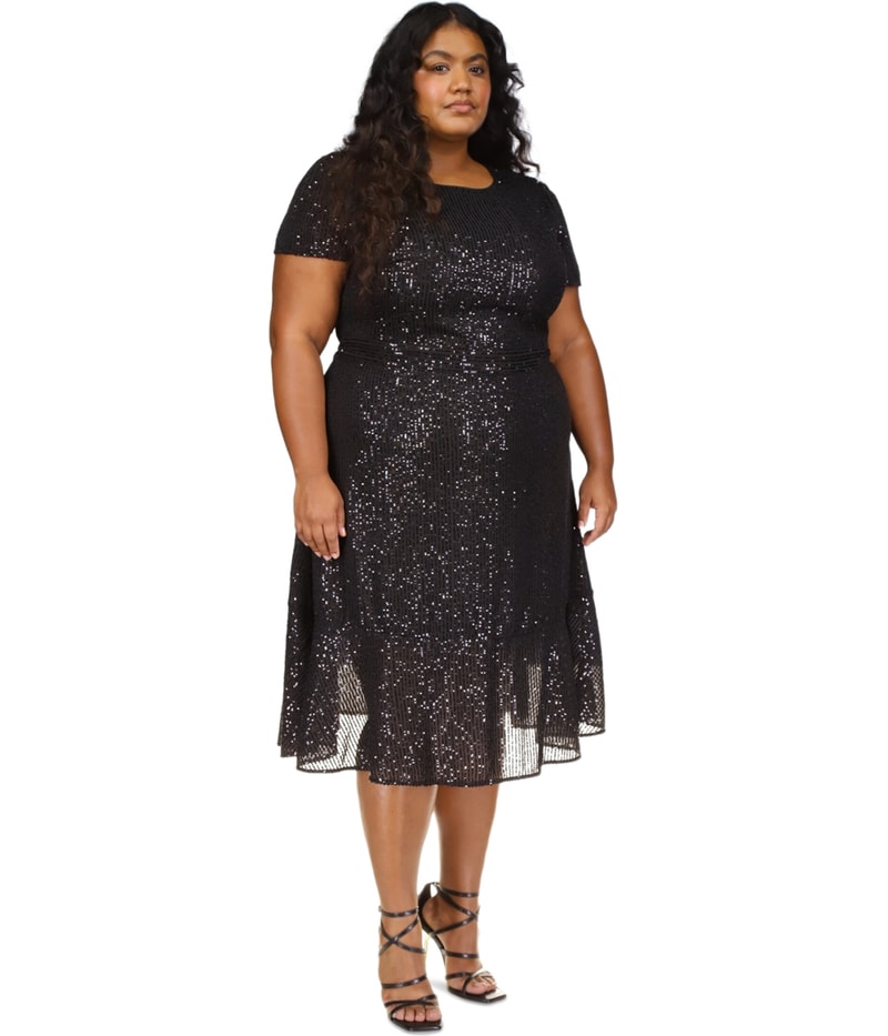 Michael Kors Womens Sequin Chiffon Midi Dress
