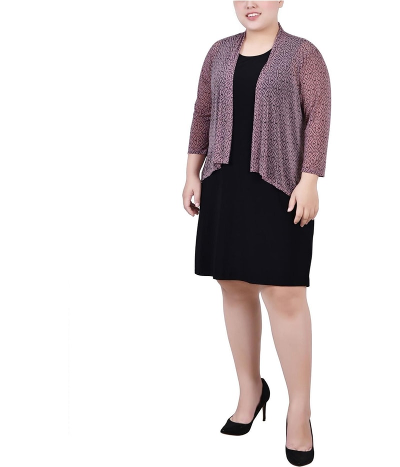 NY Collection Womens Swirl Peasant High-Low Dress