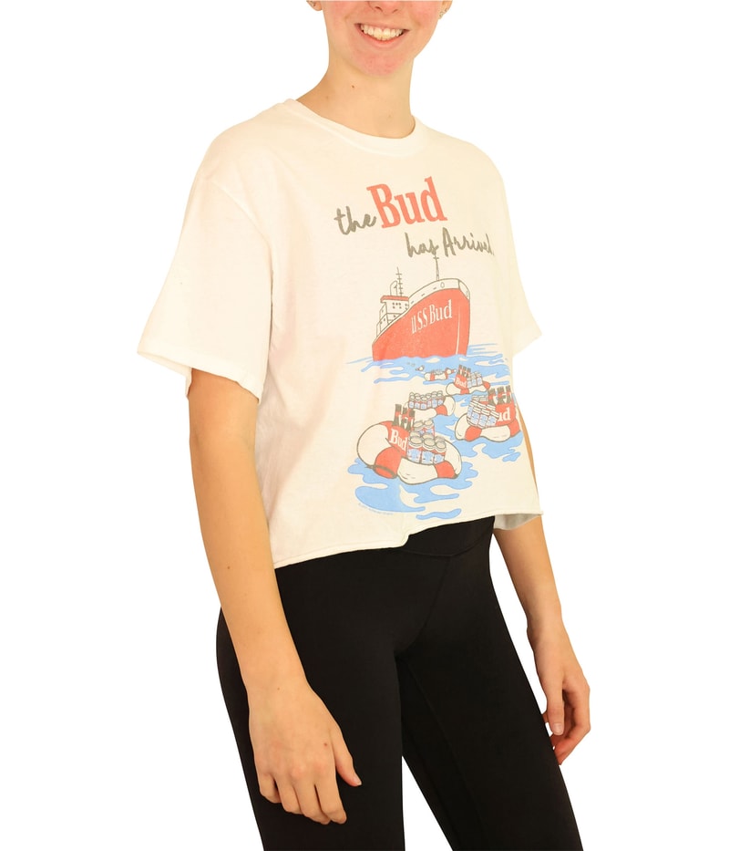 Junk Food Womens USS Bud Cropped Graphic T-Shirt