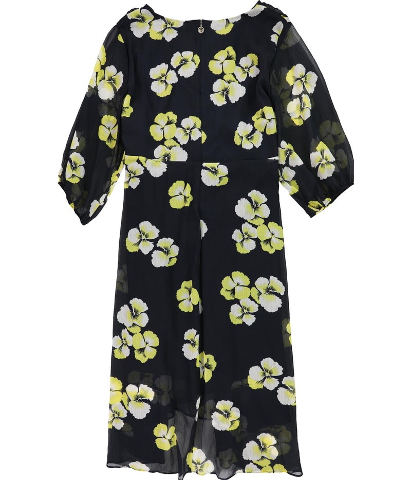 Tommy Hilfiger Womens Floral Faux Wrap High-Low Dress