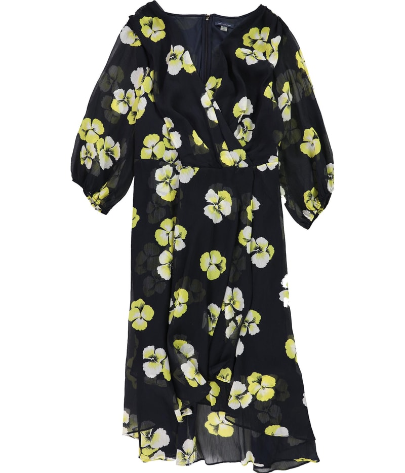 Tommy Hilfiger Womens Floral Faux Wrap High-Low Dress