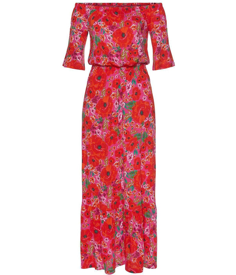 LASCANA Womens Floral Off-Shoulder Maxi Dress