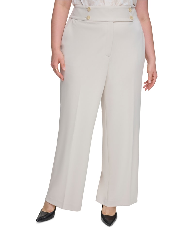Calvin Klein Womens Scuba-Crepe Straight Leg Dress Pants