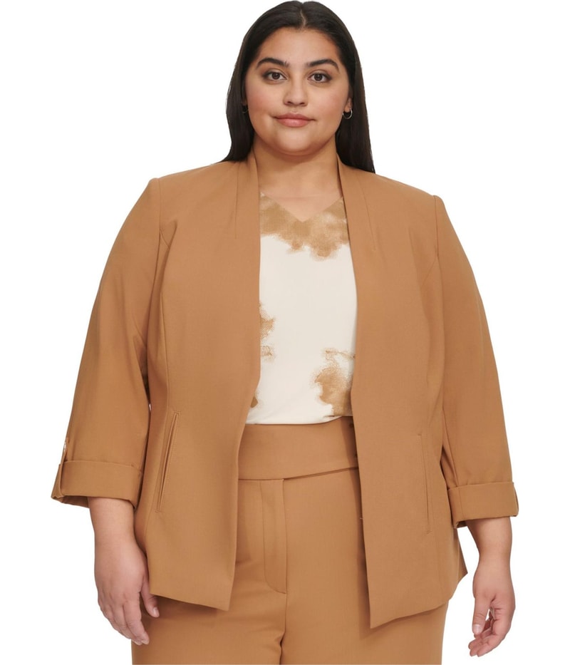 Calvin Klein Womens Roll-Tab Blazer Jacket