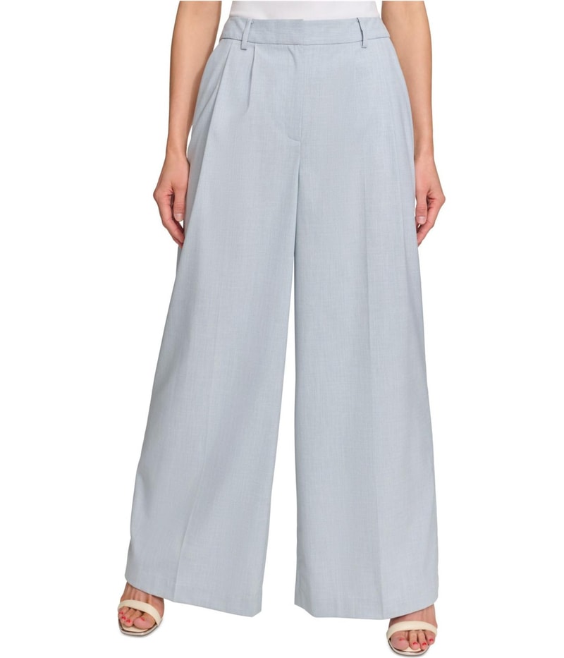 DKNY Womens Full Length High Rise Wide Leg Casual Pants