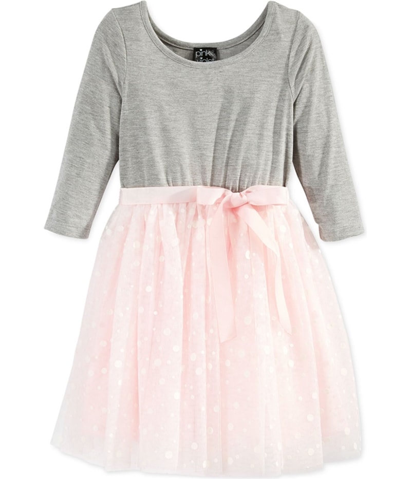 Pink & Violet Girls Dot Tutu Shift Dress