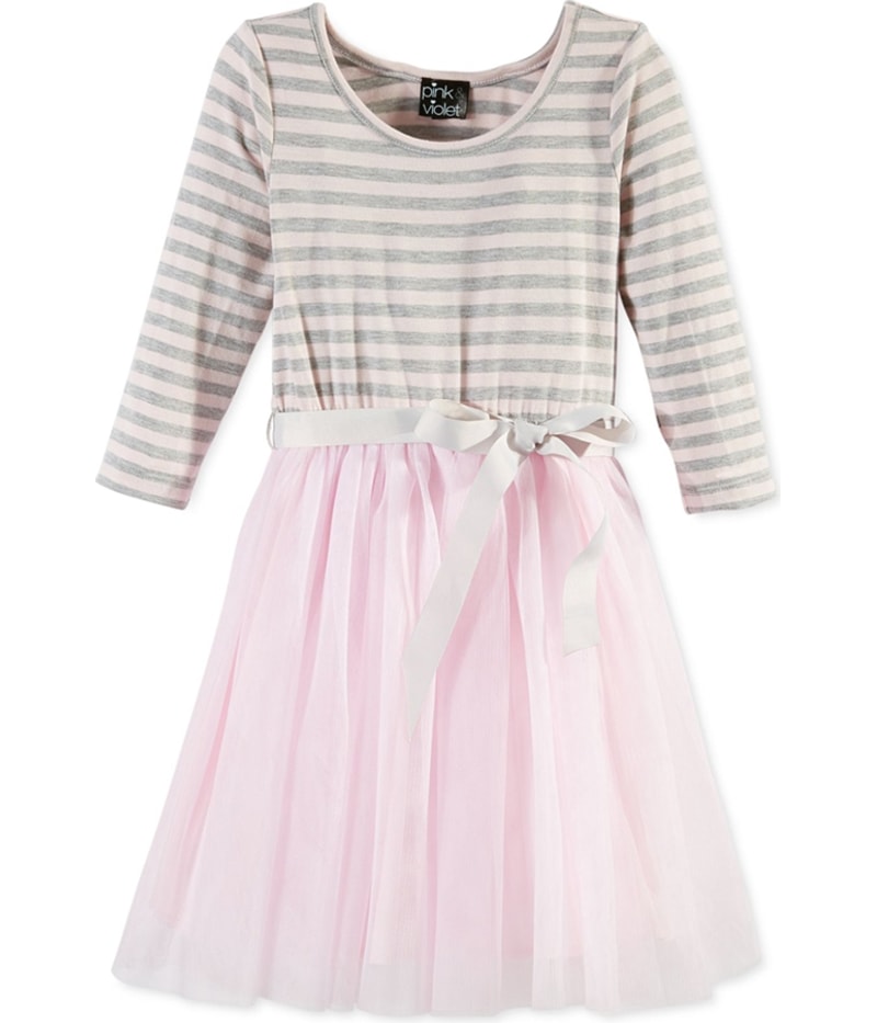 Pink & Violet Girls Striped Tutu A-line Dress
