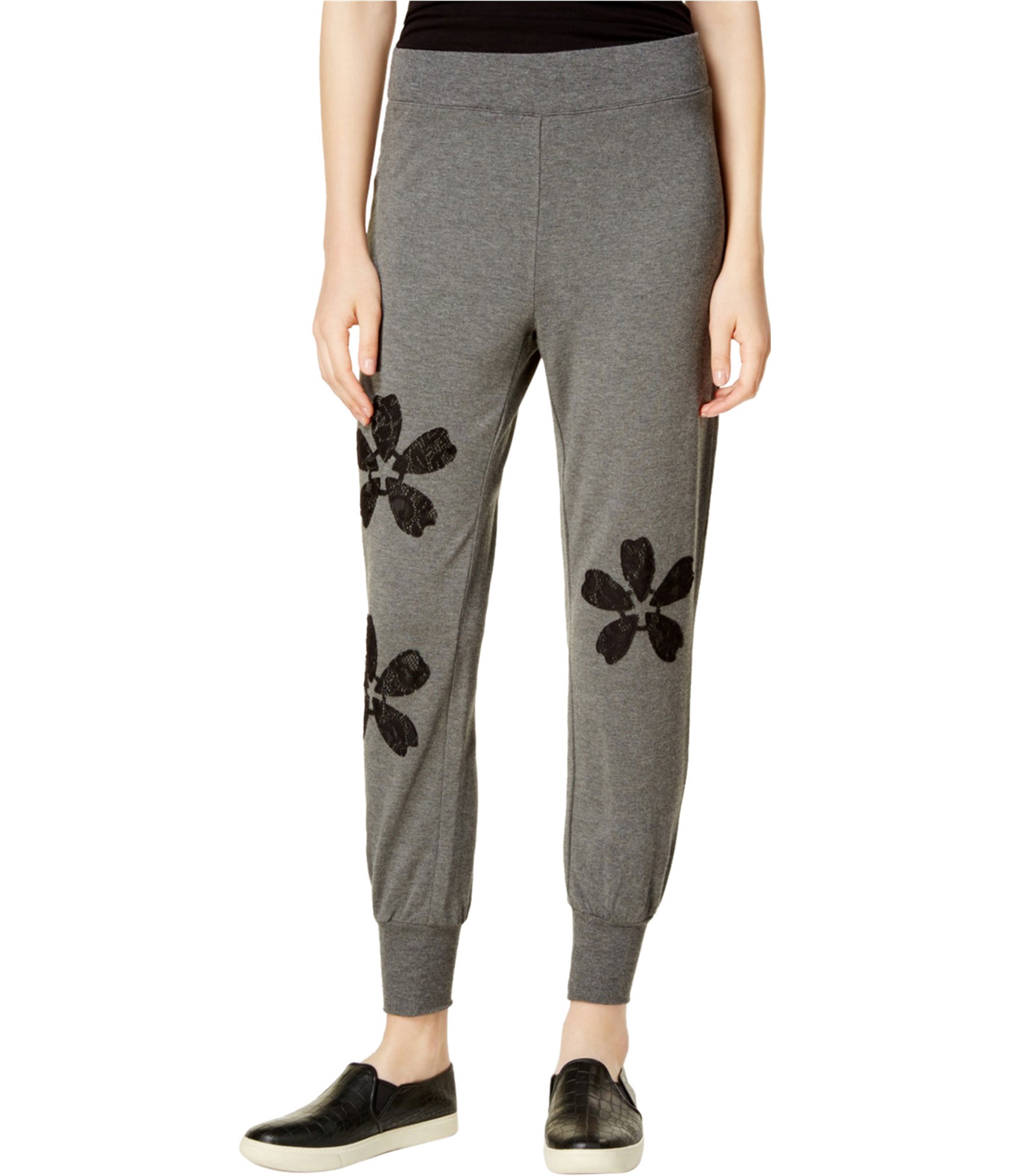 maison Jules Womens Lace-Applique Casual Jogger Pants - Picture 2 of 8