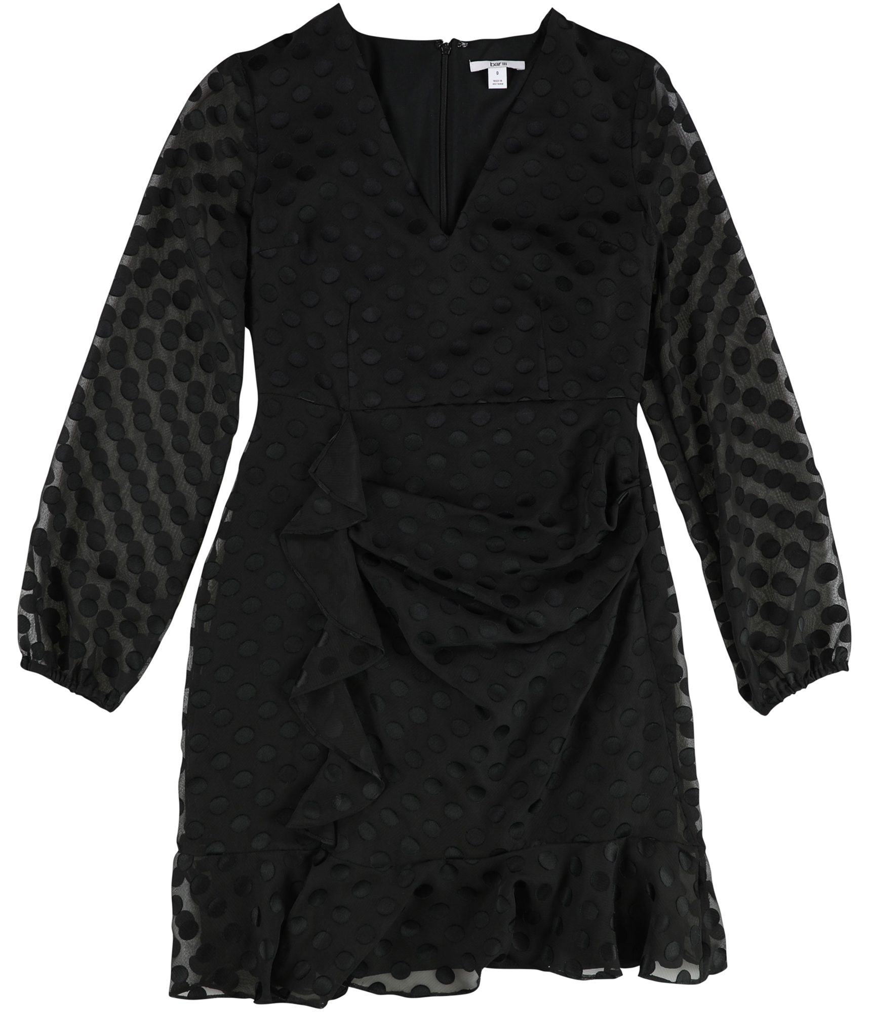 bar iii dress black Bar Iii Womens Ruffled Wrap Dress