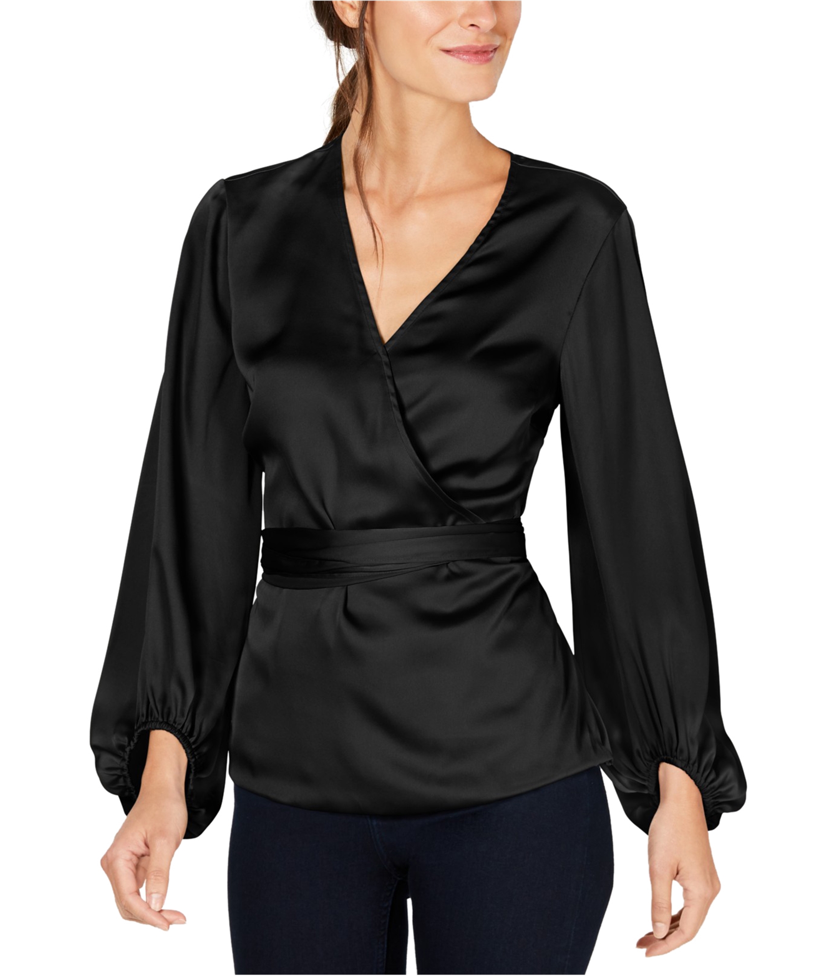 I.N.C Womens Blouson Sleeve Wrap Blouse - Picture 3 of 5
