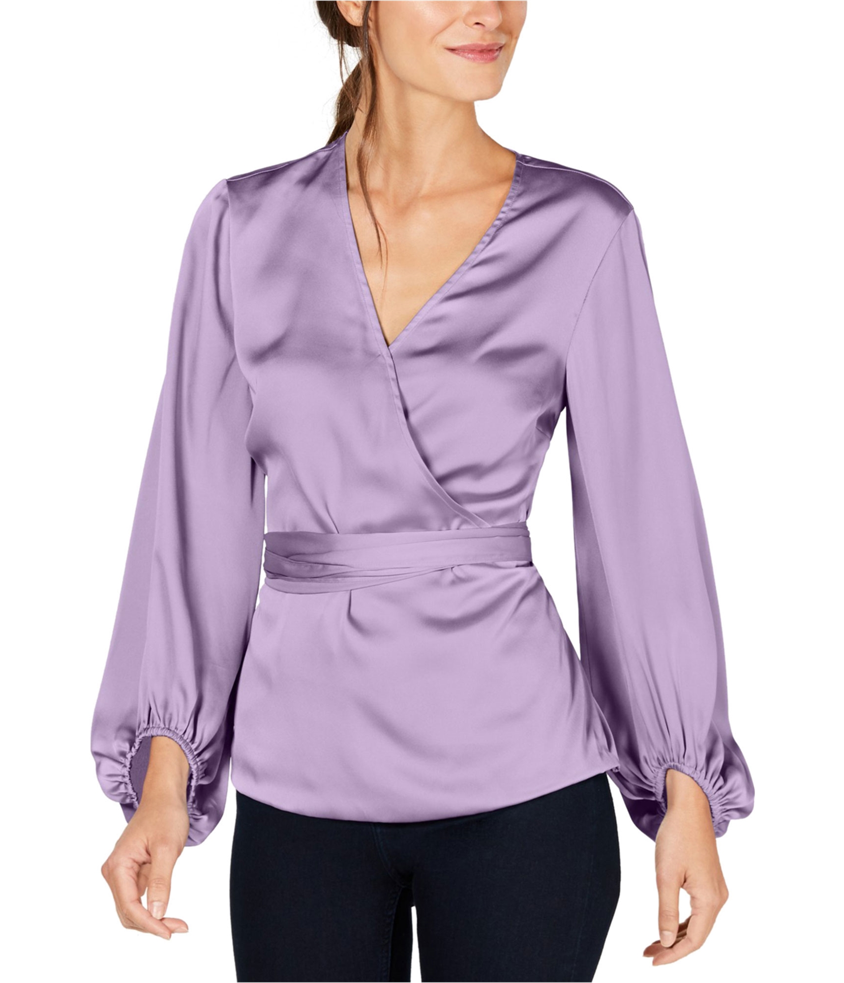 I.N.C Womens Blouson Sleeve Wrap Blouse - Picture 4 of 5