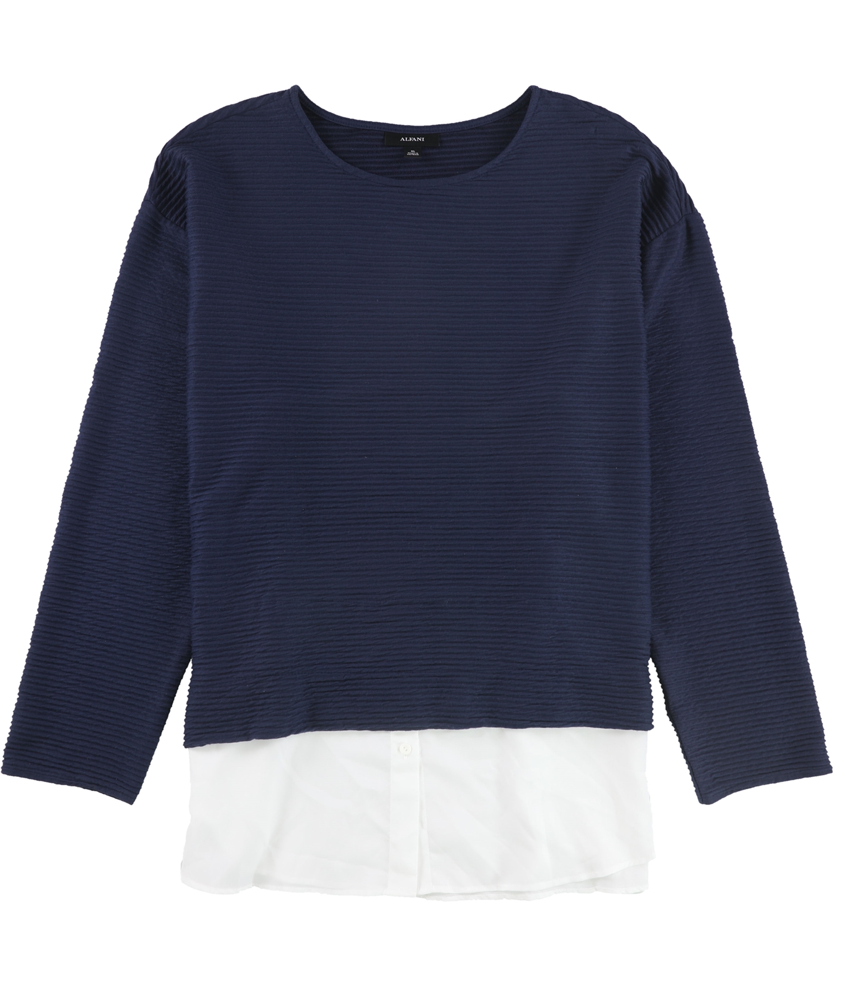 Alfani Womens Layered-Look Colorblocked Pullover Blouse - Picture 2 of 4