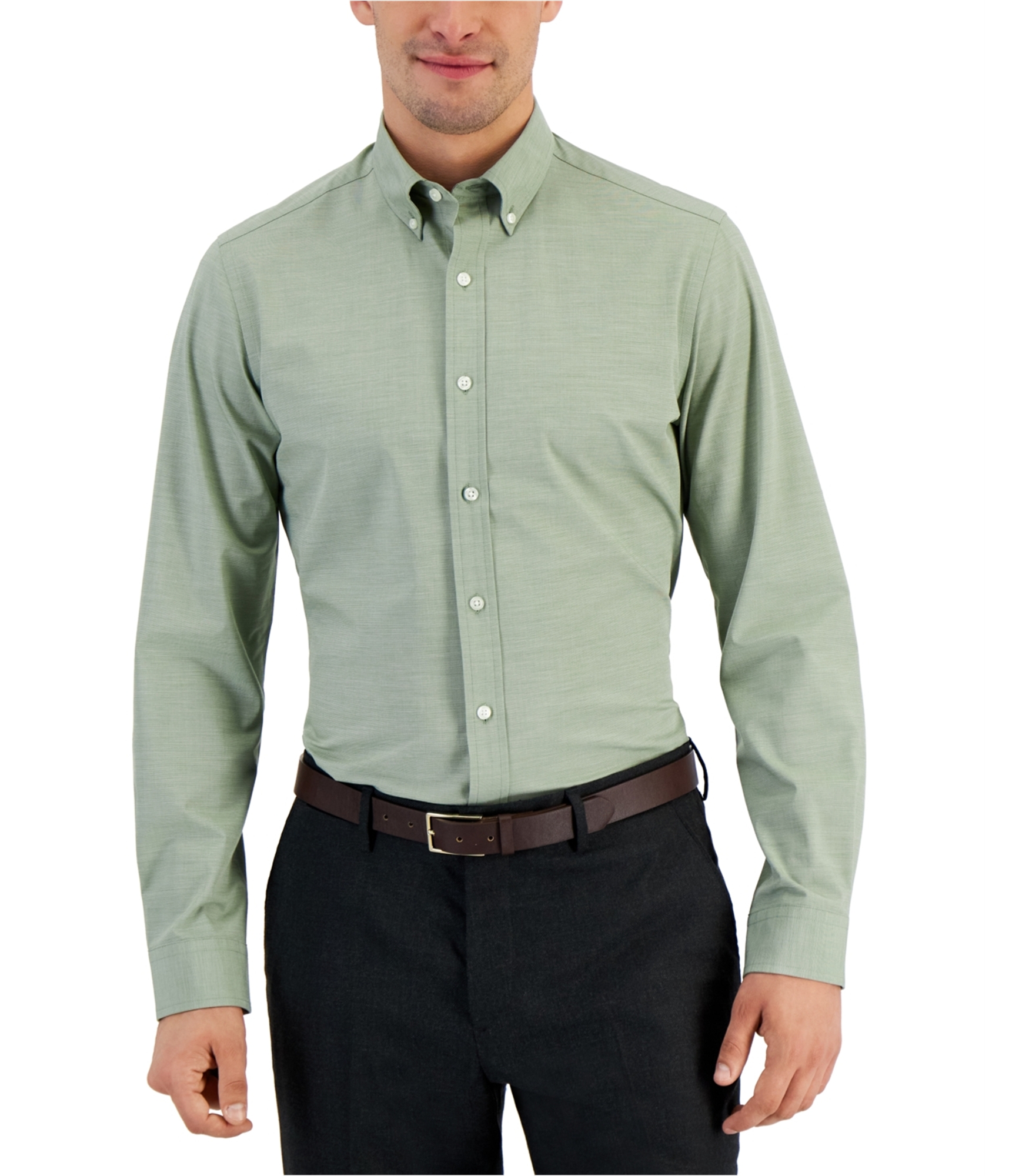 Club Room Mens Woven Button Down Dress Shirt, Green, Medium | eBay