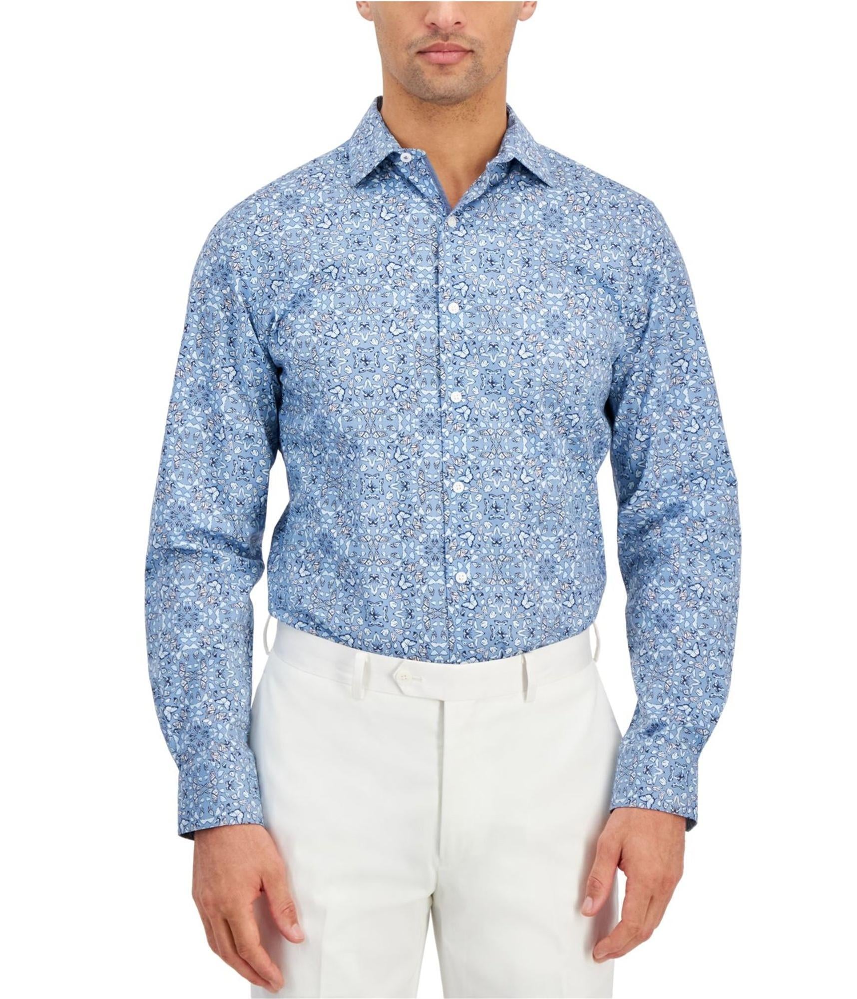 mens butterfly dress shirt Men's butterfly print shirt, tight shirt, men's long sleeve shirt, 2021 cotton e