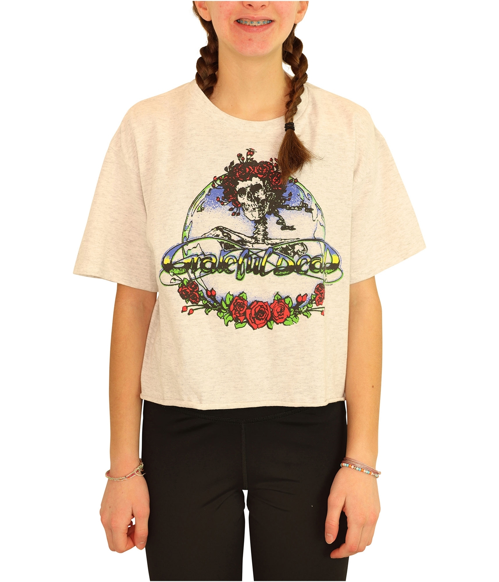 Junk Food Womens Grateful Dead Skull and Roses Graphic T-Shirt