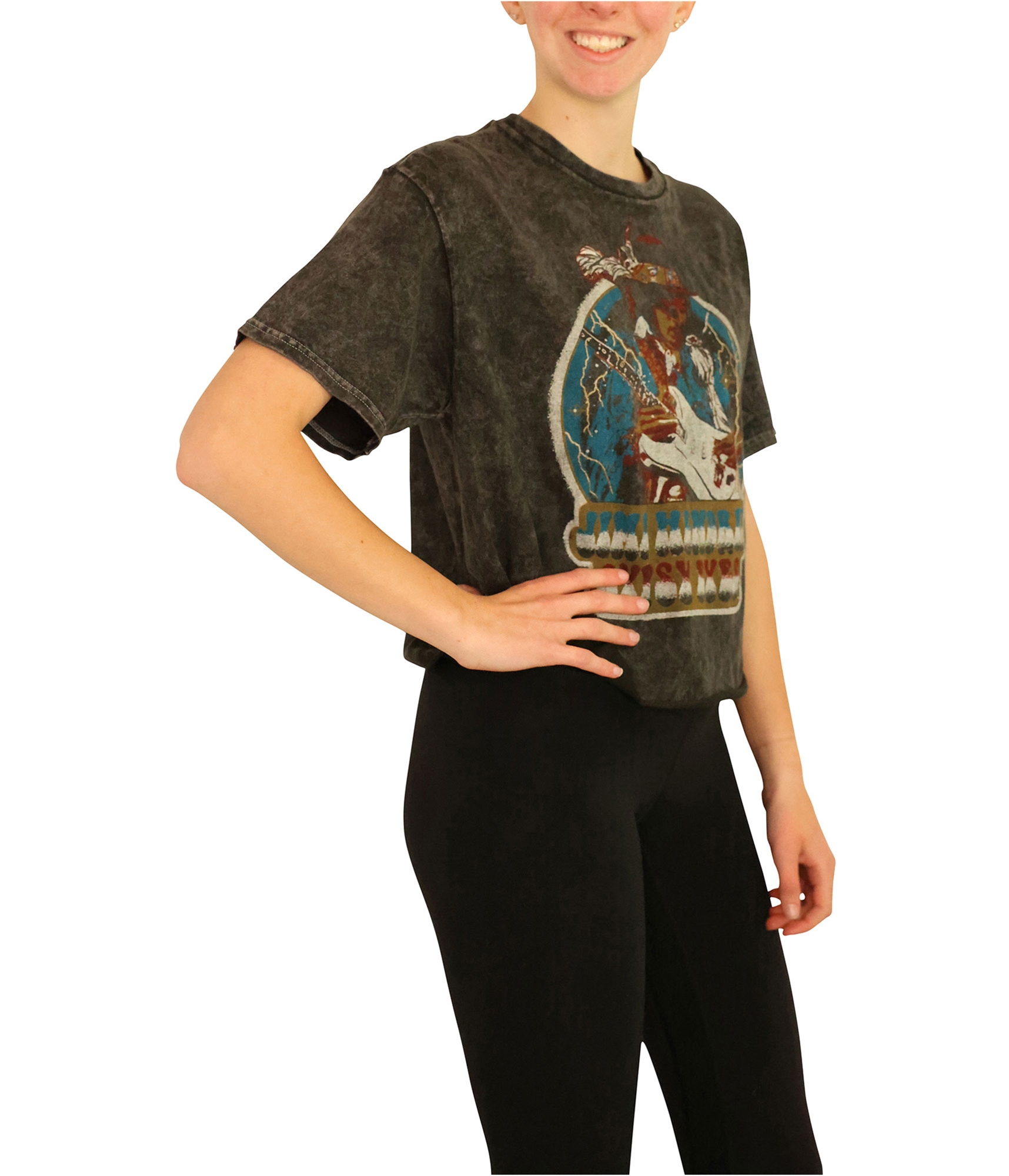 Camiseta gráfica recortada Jimi Hendrix de comida chatarra para mujer - Imagen 6 de 31