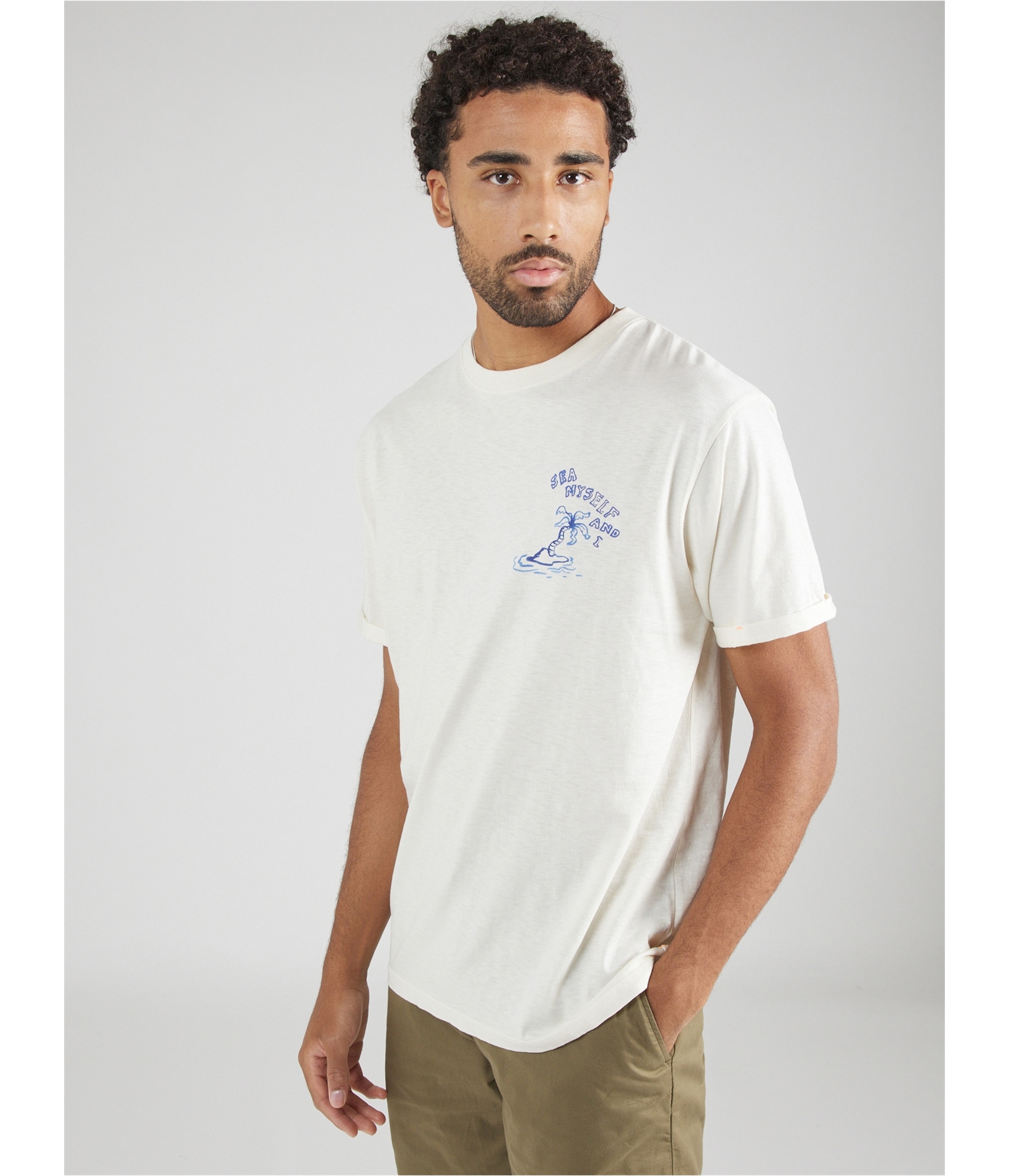 Scotch & Soda Mens Sea Myself Graphic T-Shirt, ltbeige, M