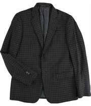 Armani Mens Plaid Two Button Blazer Jacket in Dark Gray