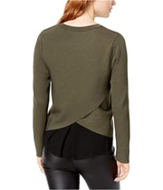 bar III Womens Chiffon Trimmed Knit Sweater in Green, view 2